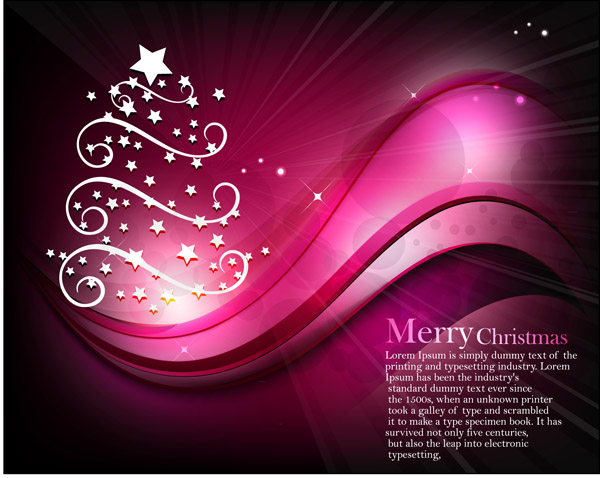 free vector Starlight christmas tree with dynamic lines of the background vector